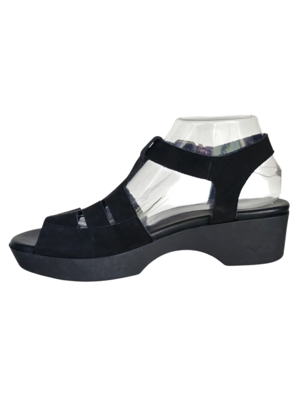 ARCHE Kimloo Platform Sandals Black Nubuck Leather Slingback Size 39 8